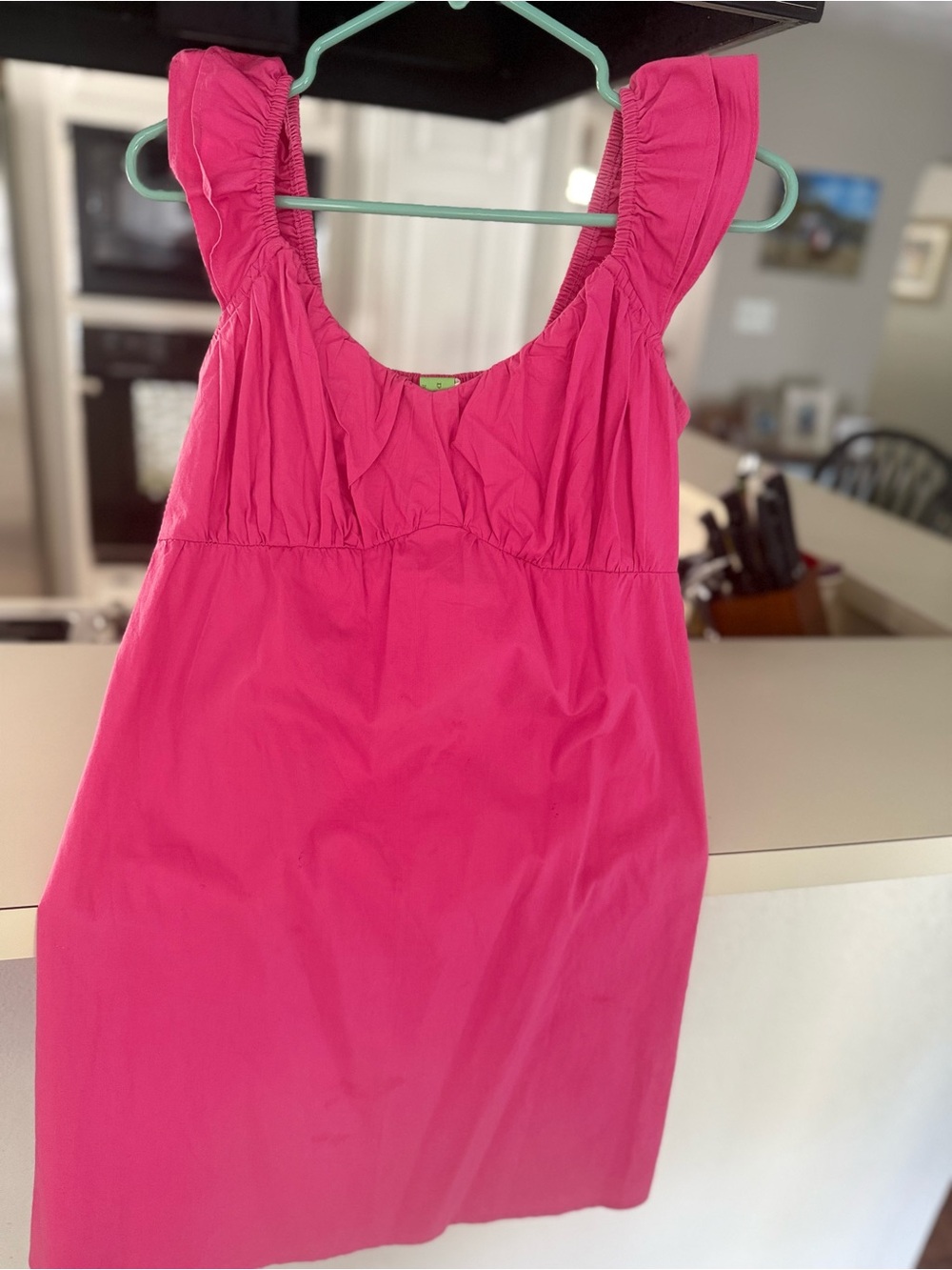 Women’s Fuchsia Ruffle-Shoulder Tank Top